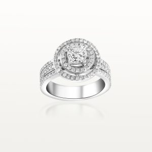 SOLITAIRE ODE À L’AMOUR, DIAMANT TAILLE BRILLANT, DOUBLE HALO, FULL PAVÉ