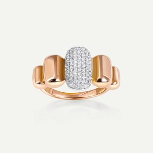 BAGUE BLOOM, RECTANGULAIRE, ÉLÉMENT CENTRAL PAVÉ