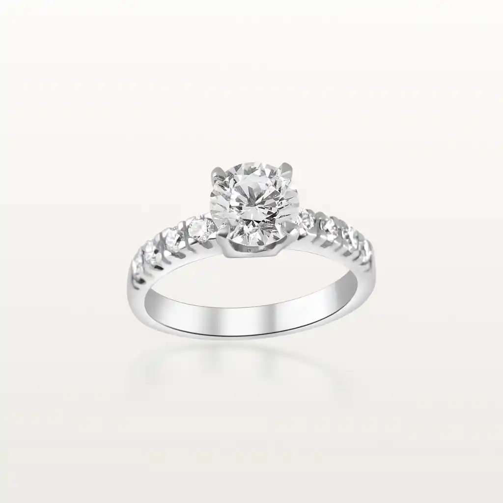 SOLITAIRE ODE À L’AMOUR, DIAMANT TAILLE BRILLANT, ANNEAU PAVÉ