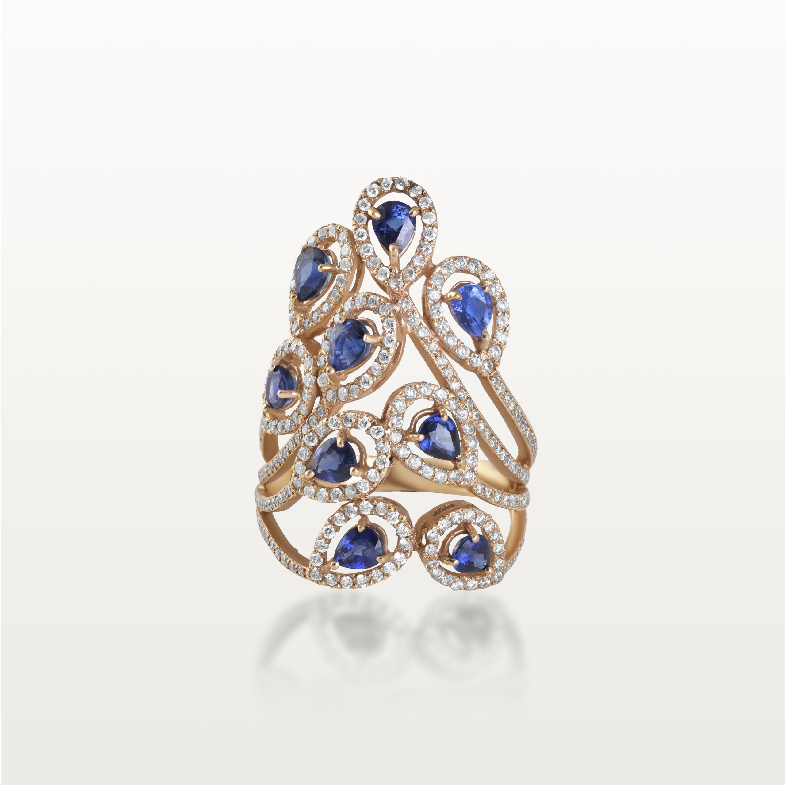 BAGUE LES FLEURS DU BIEN, SAPHIRS ET DIAMANTS