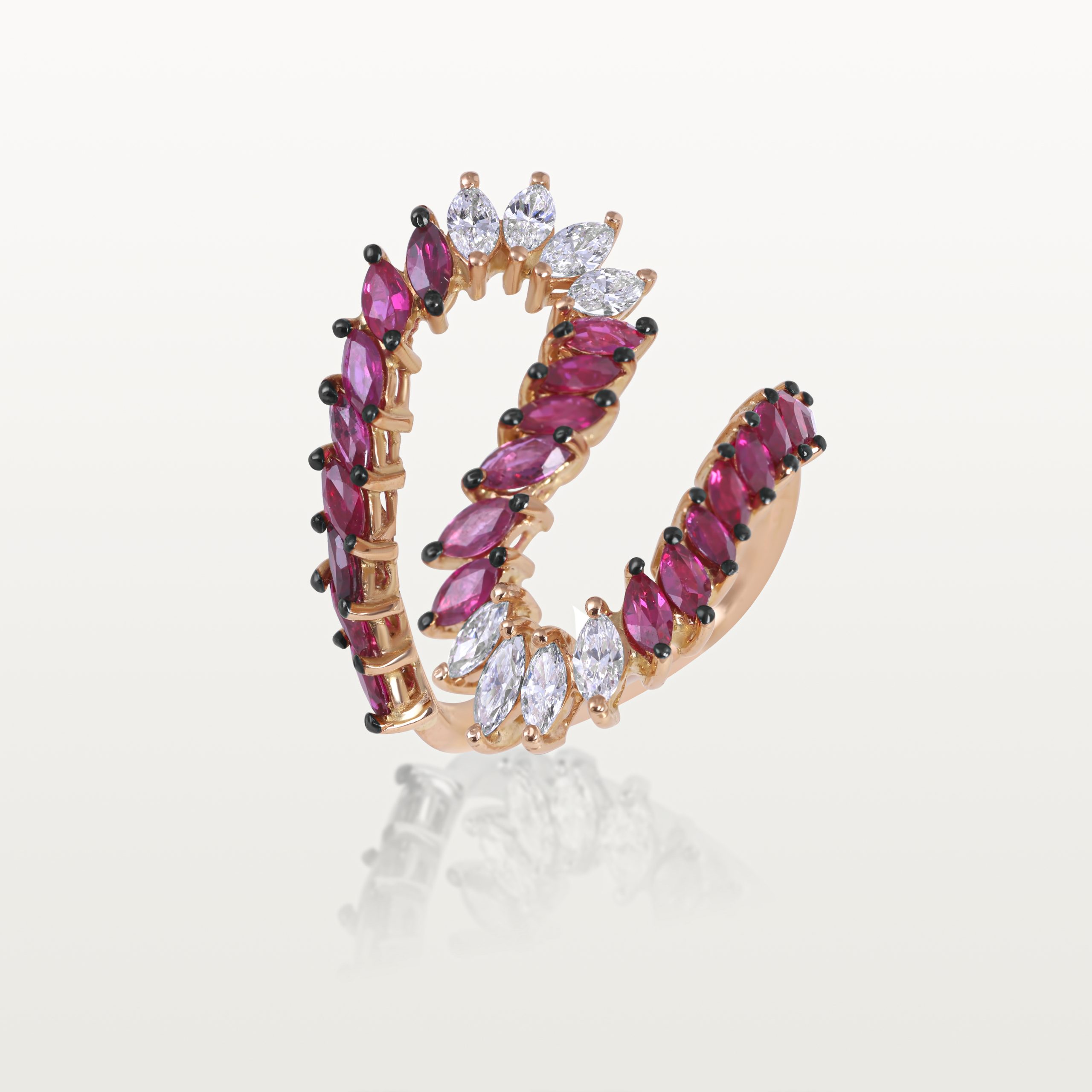 BAGUE A&MORE, RUBIS ET DIAMANTS MARQUISE