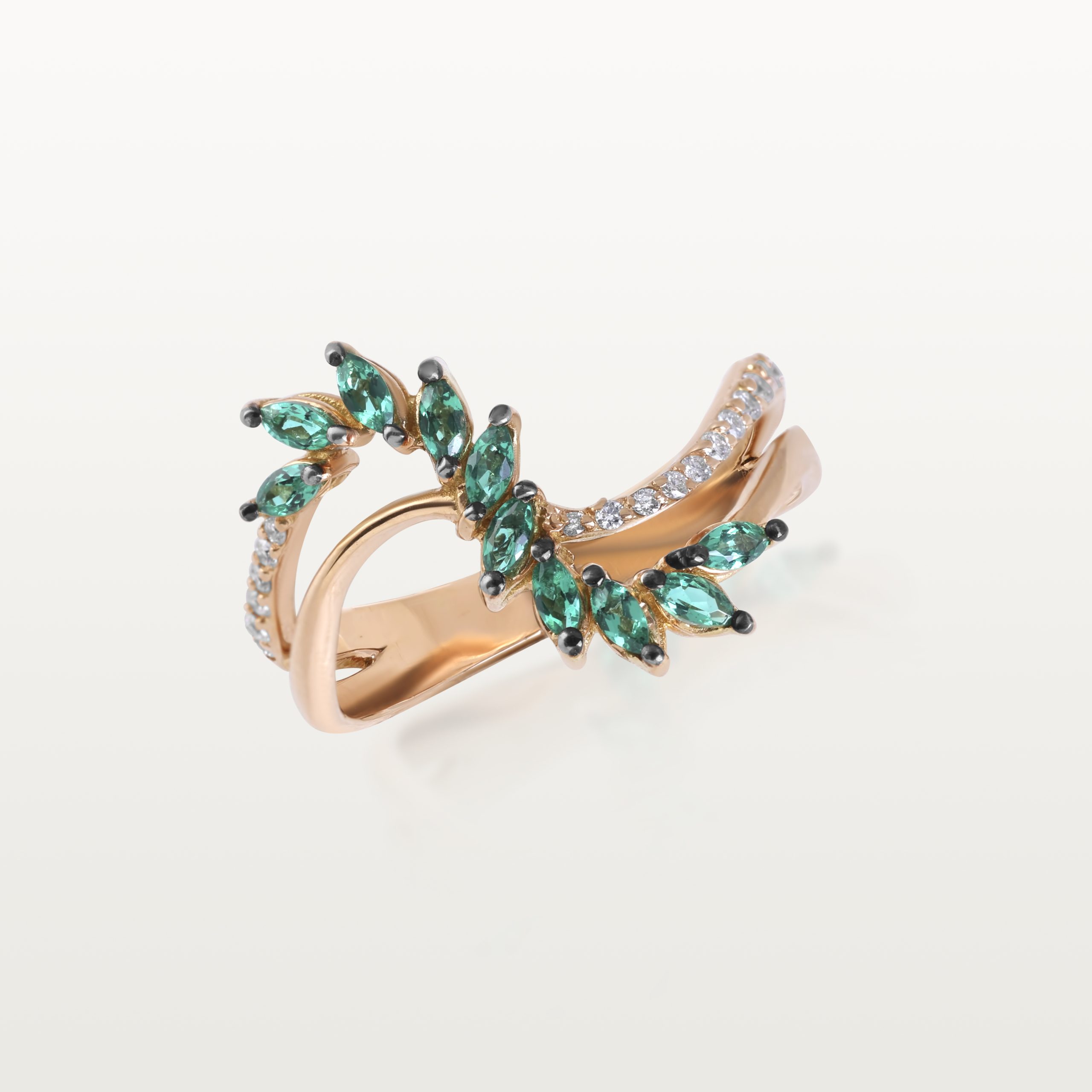 BAGUE A&MORE, DIAMANTS ET ÉMERAUDES