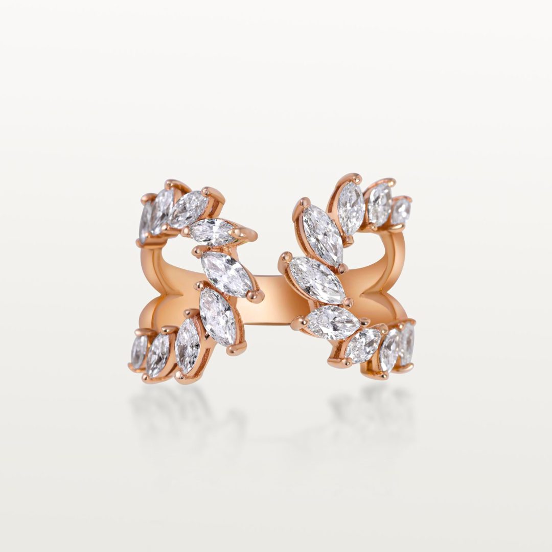 BAGUE A&MORE, DOUBLE COURBE DE DIAMANTS MARQUISE
