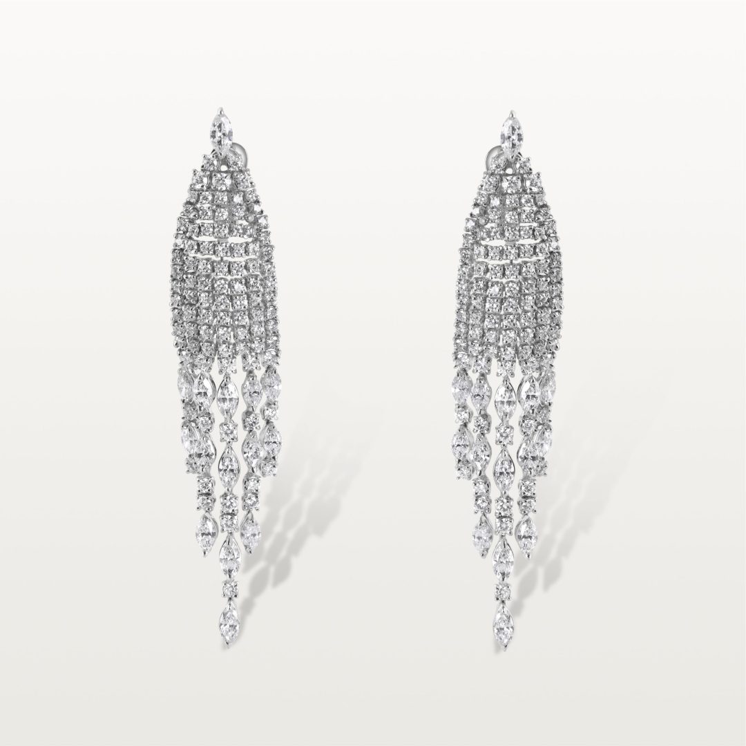 BOUCLES D’OREILLES LES IMPÉRIALES, CASCADE DE DIAMANTS