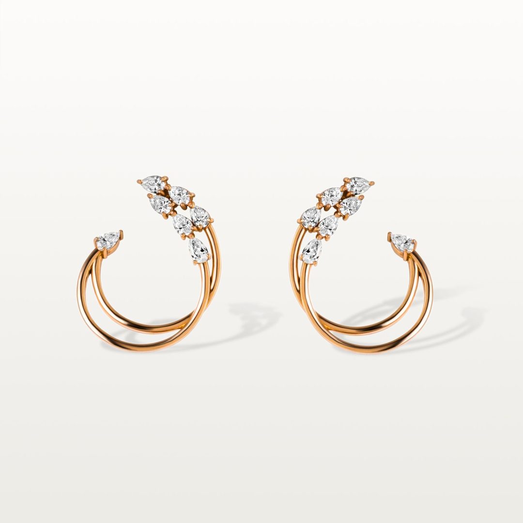 BOUCLES D’OREILLES A&MORE, DOUBLE CERCLE, DIAMANTS