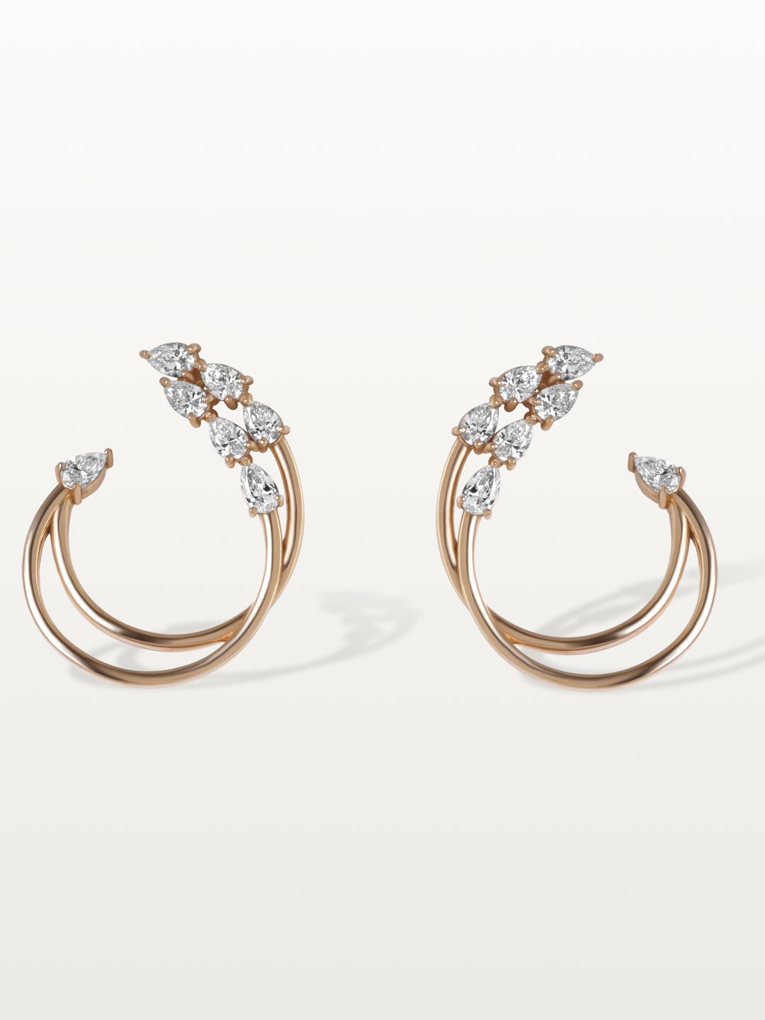 BOUCLES D’OREILLES A&MORE, DOUBLE CERCLE, DIAMANTS