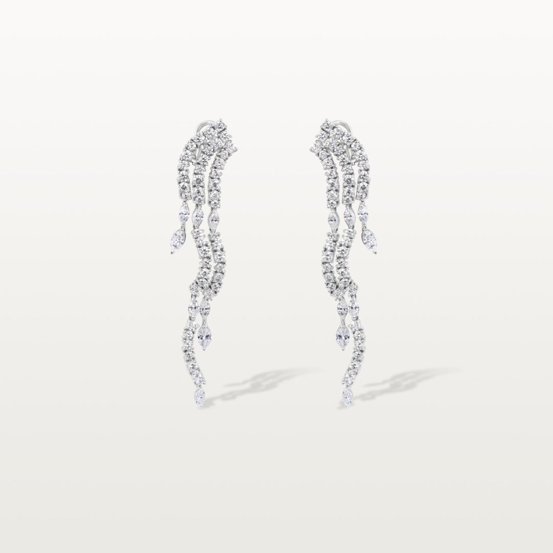 BOUCLES D’OREILLES LES IMPÉRIALES, CASCADE DE DIAMANTS