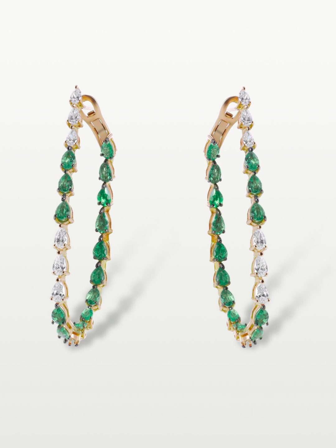 CRÉOLES A&MORE, POIRES DE DIAMANTS ET ÉMERAUDES