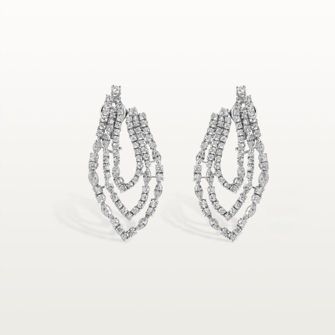 BOUCLES D’OREILLES LES IMPÉRIALES, TRIPLE ARCADES DE DIAMANTS