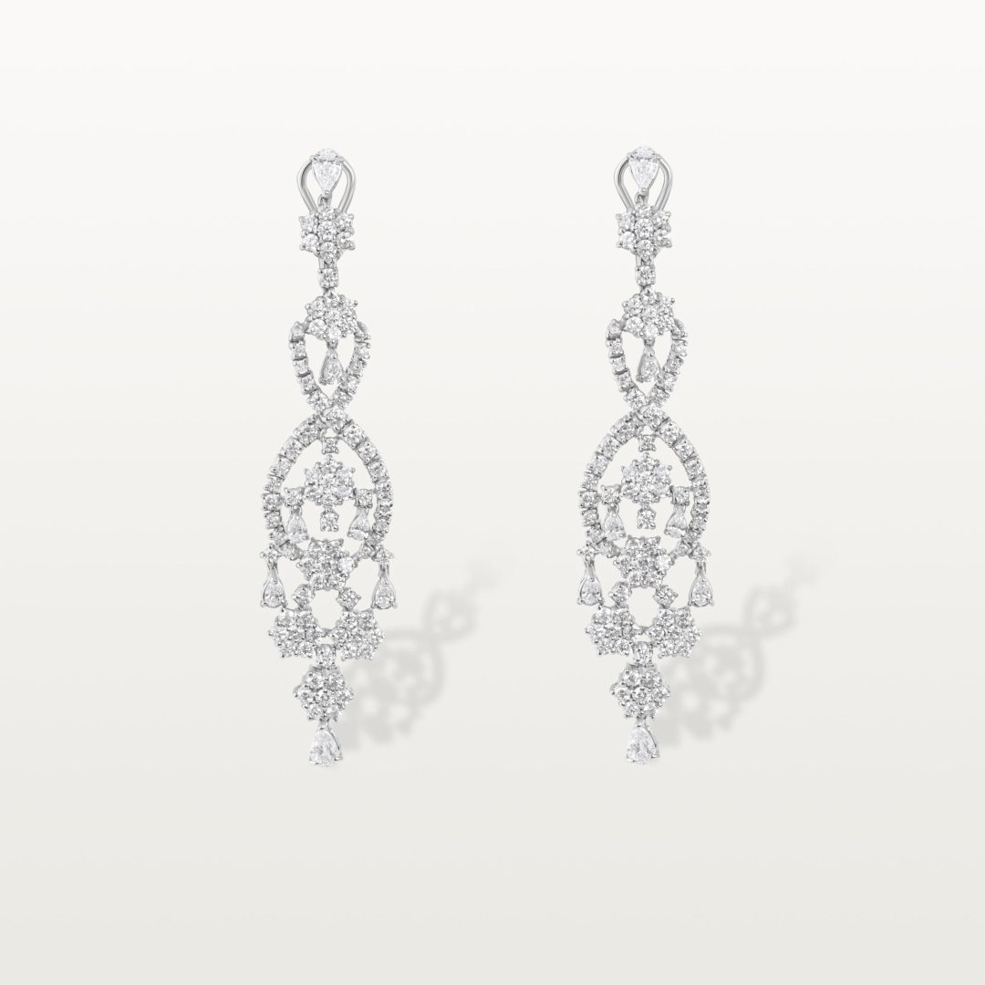 BOUCLES D’OREILLES LES IMPÉRIALES, ARABESQUE DE DIAMANTS