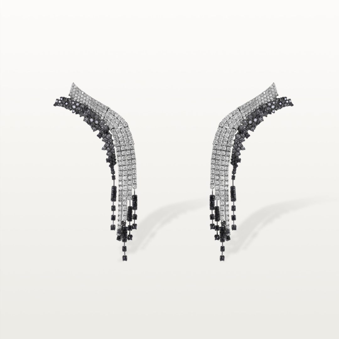 BOUCLES D’OREILLES LES IMPÉRIALES, DIAMANT BLANC ET NOIR