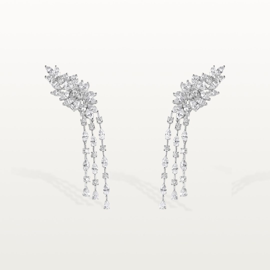 BOUCLES D’OREILLES LES IMPÉRIALES, FEUILLAGE DE DIAMANTS