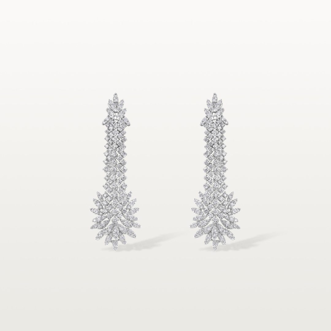 BOUCLES D’OREILLES LES IMPÉRIALES, FEUILLAGE DE DIAMANTS