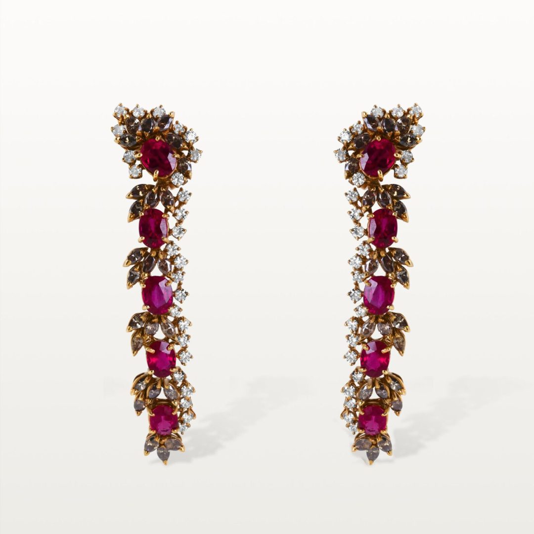 BOUCLES D’OREILLES LES IMPÉRIALES, CASCADE DE RUBIS