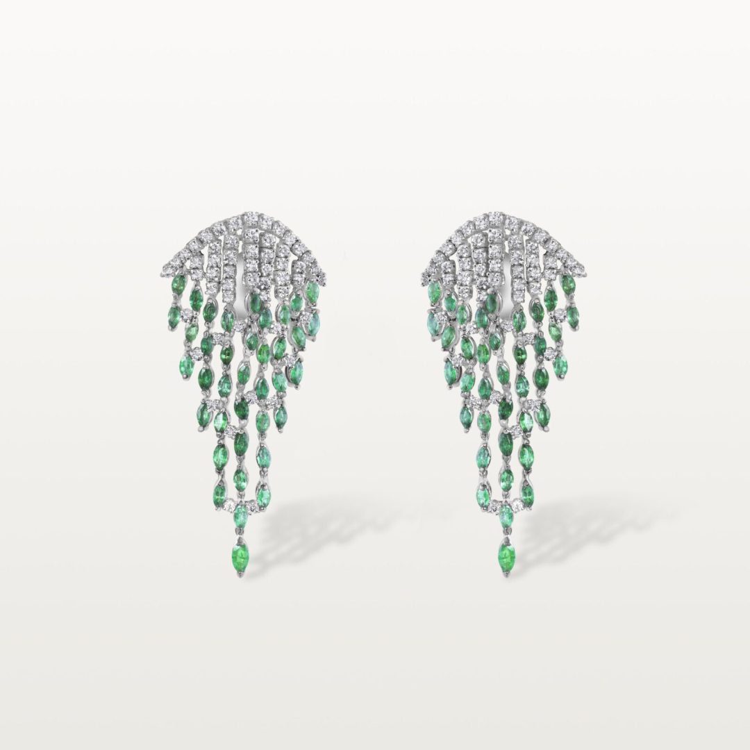 BOUCLES D’OREILLES LES IMPÉRIALES, CASCADE D’ÉMERAUDES