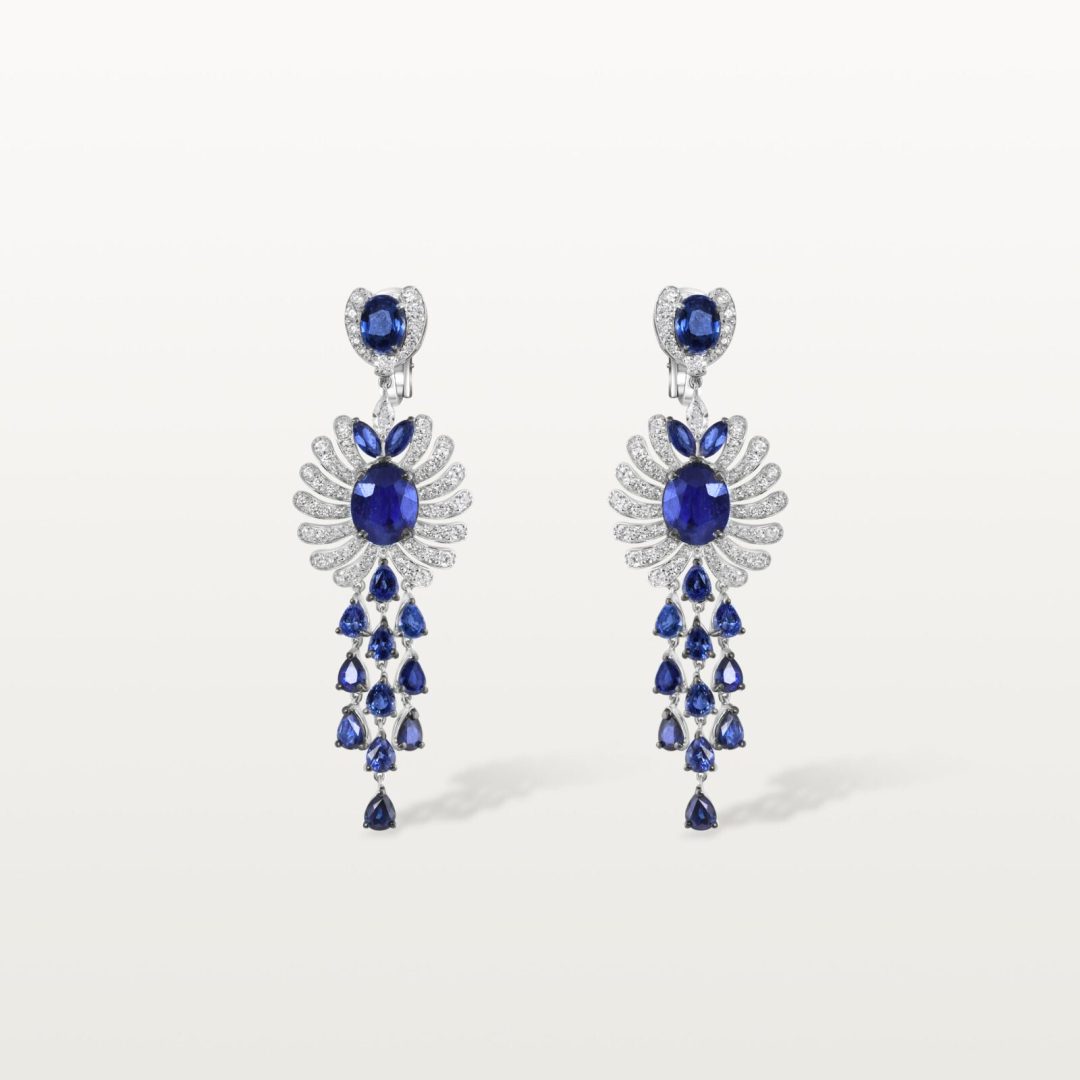 BOUCLES D’OREILLES LES IMPÉRIALES, SAPHIR ET DIAMANTS