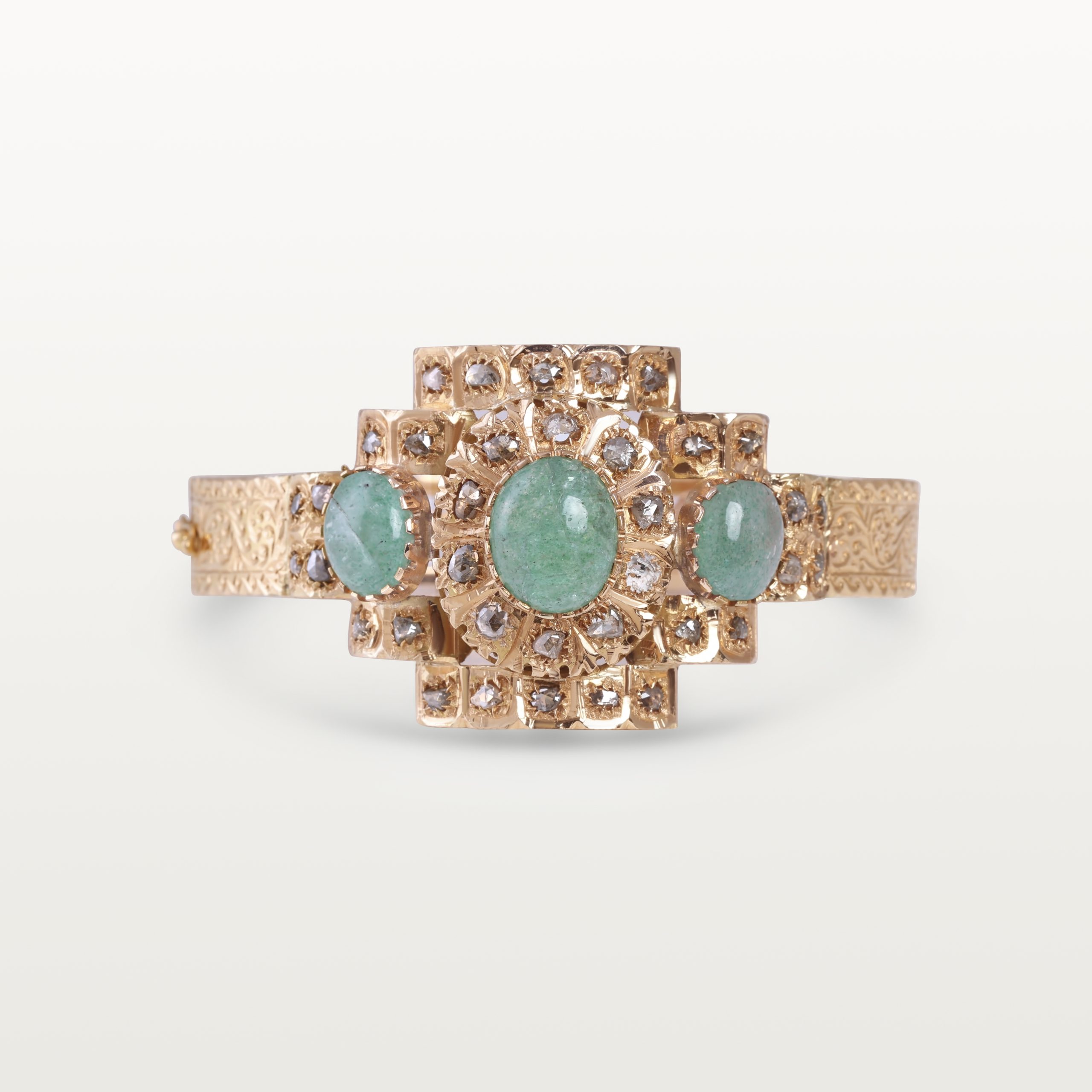 BRACELET "FDILA" HOMMAGE AU PASSÉ, MOTIF CENTRAL ARCHITECTURAL À CABOCHONS