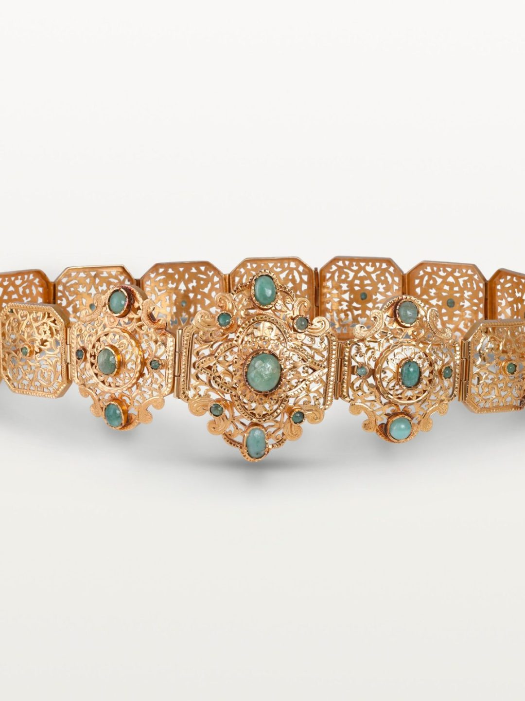 CEINTURE MDAMA "LAACH DIAL BABOR" HOMMAGE AU PASSÉ, MOTIFS FILIGRANÉS À CENTRES OVALES MULTIPLES