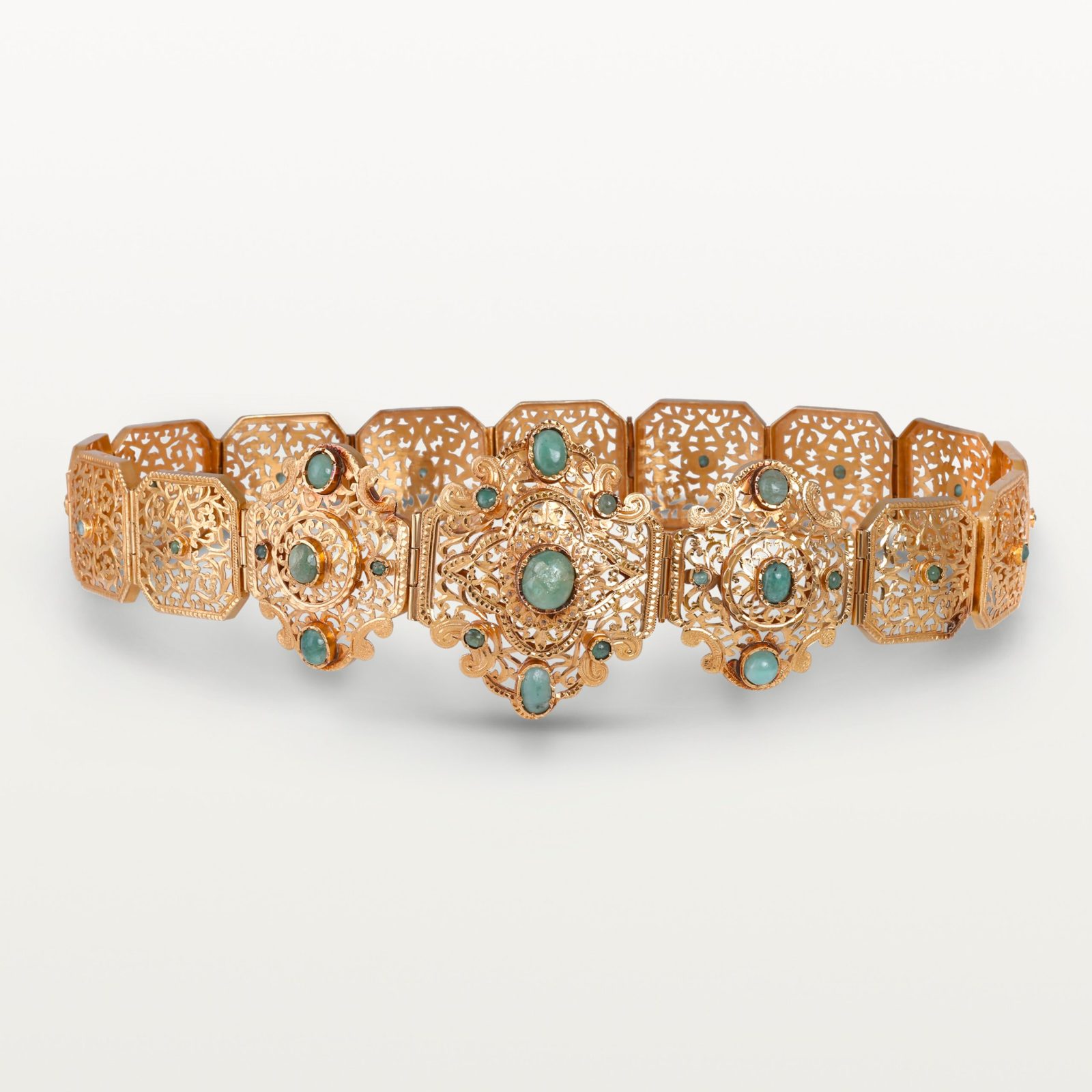 CEINTURE MDAMA "LAACH DIAL BABOR" HOMMAGE AU PASSÉ, MOTIFS FILIGRANÉS À CENTRES OVALES MULTIPLES