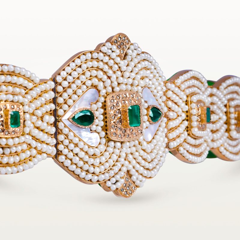 ceinture-or-mdama-perlée-nacre-emeraude-beldi-moderne-bijoux-marocain-kara.s-haute-joaillerie-hommage-au-passé 2