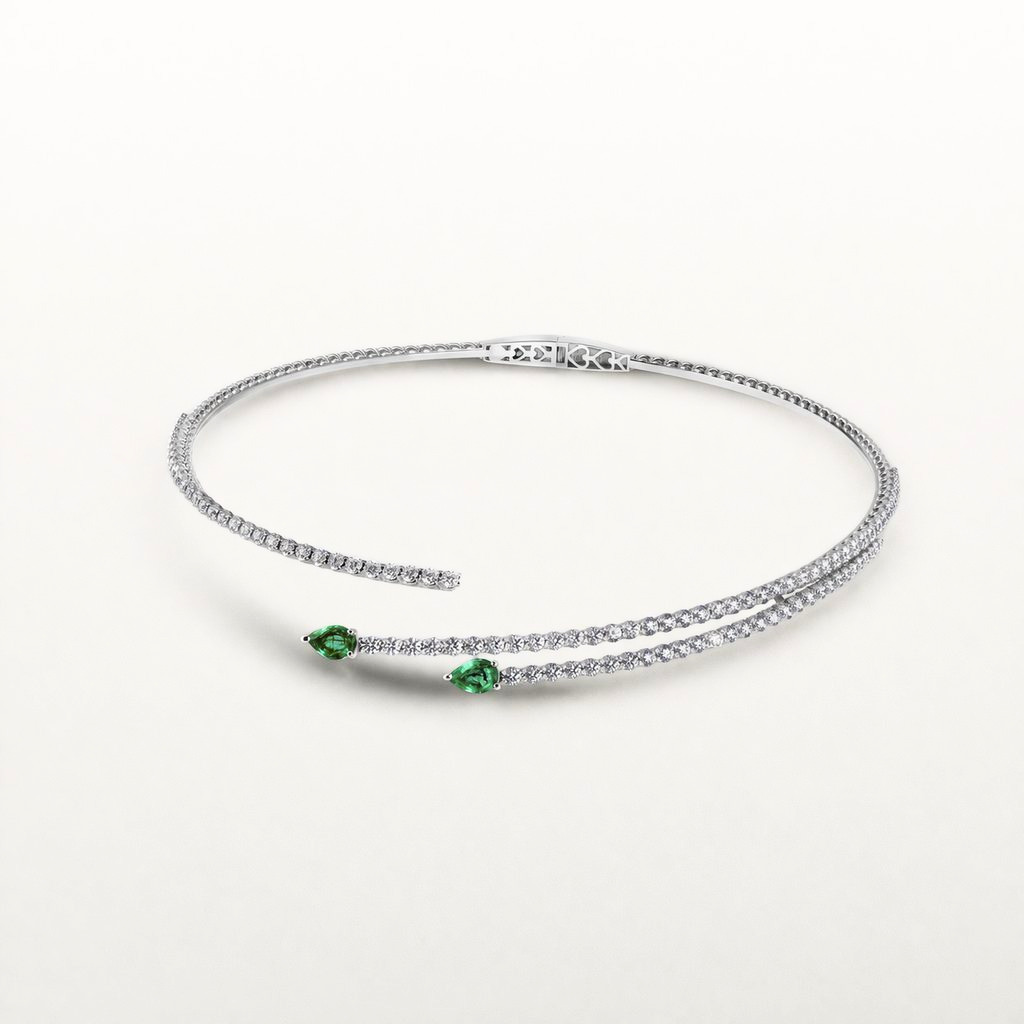 COLLIER CHOKER LES IMPÉRIALES, ÉMERAUDES ET DIAMANTS