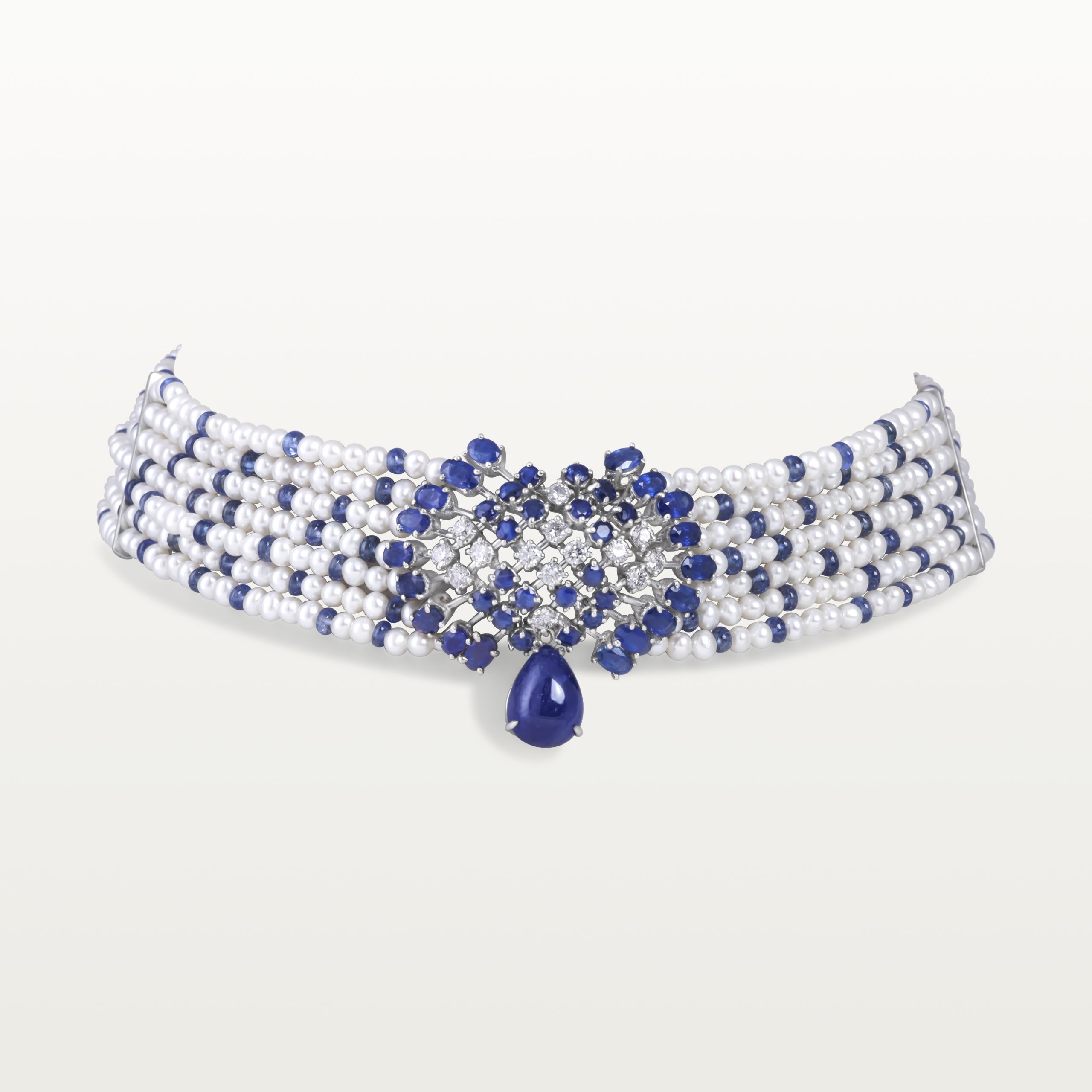CHOKER LE LAC DES CYGNES, PERLES ET SAPHIR