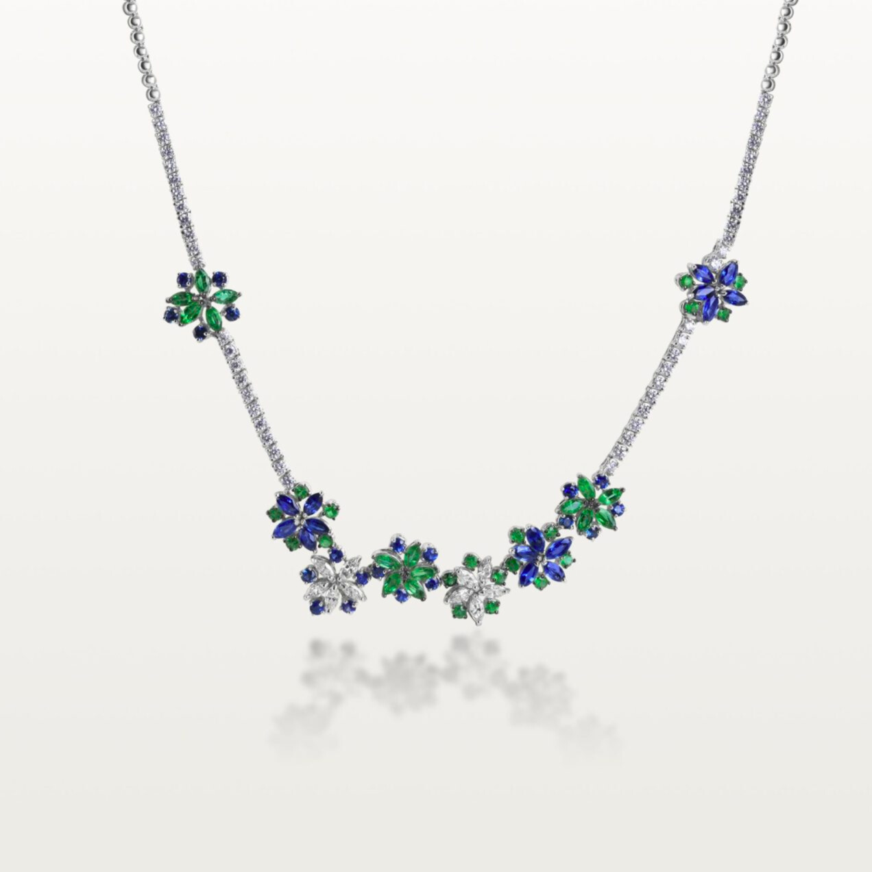 COLLIER LES FLEURS DU BIEN, JARDIN D’ÉMERAUDES ET DE SAPHIRS