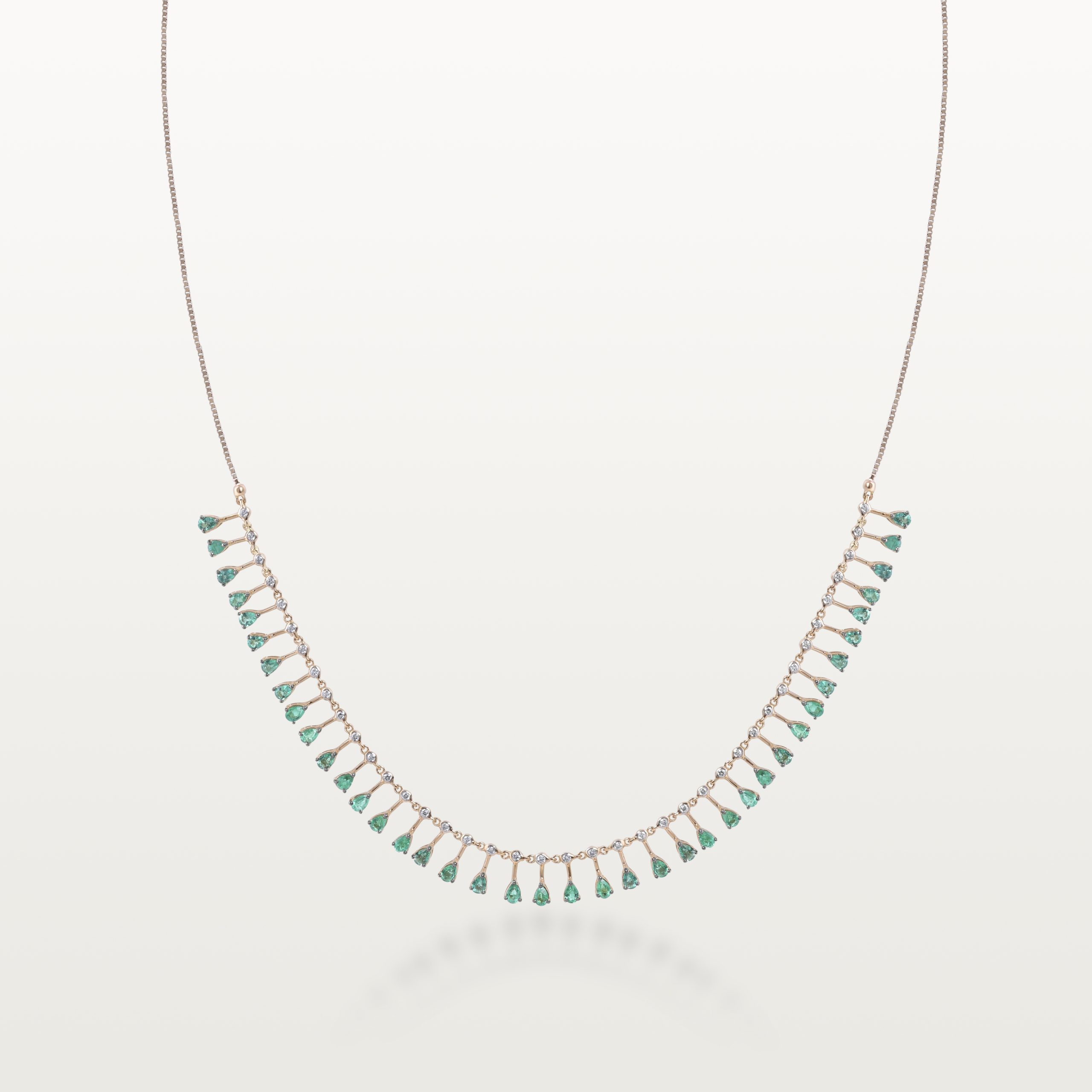 COLLIER A&MORE, FRANGE D’ÉMERAUDES ET DIAMANTS