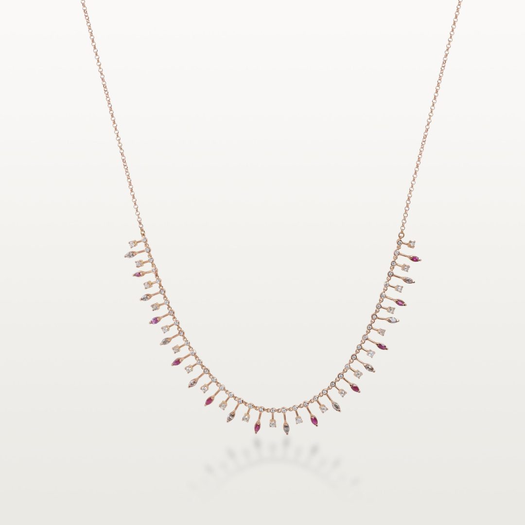 COLLIER A&MORE, FRANGE DE RUBIS ET DIAMANTS
