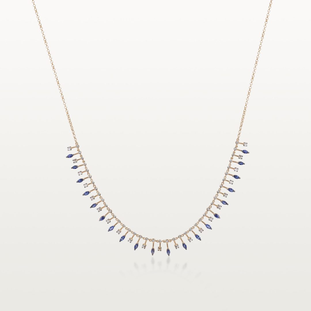 COLLIER A&MORE, FRANGE DE SAPHIRS ET DIAMANTS