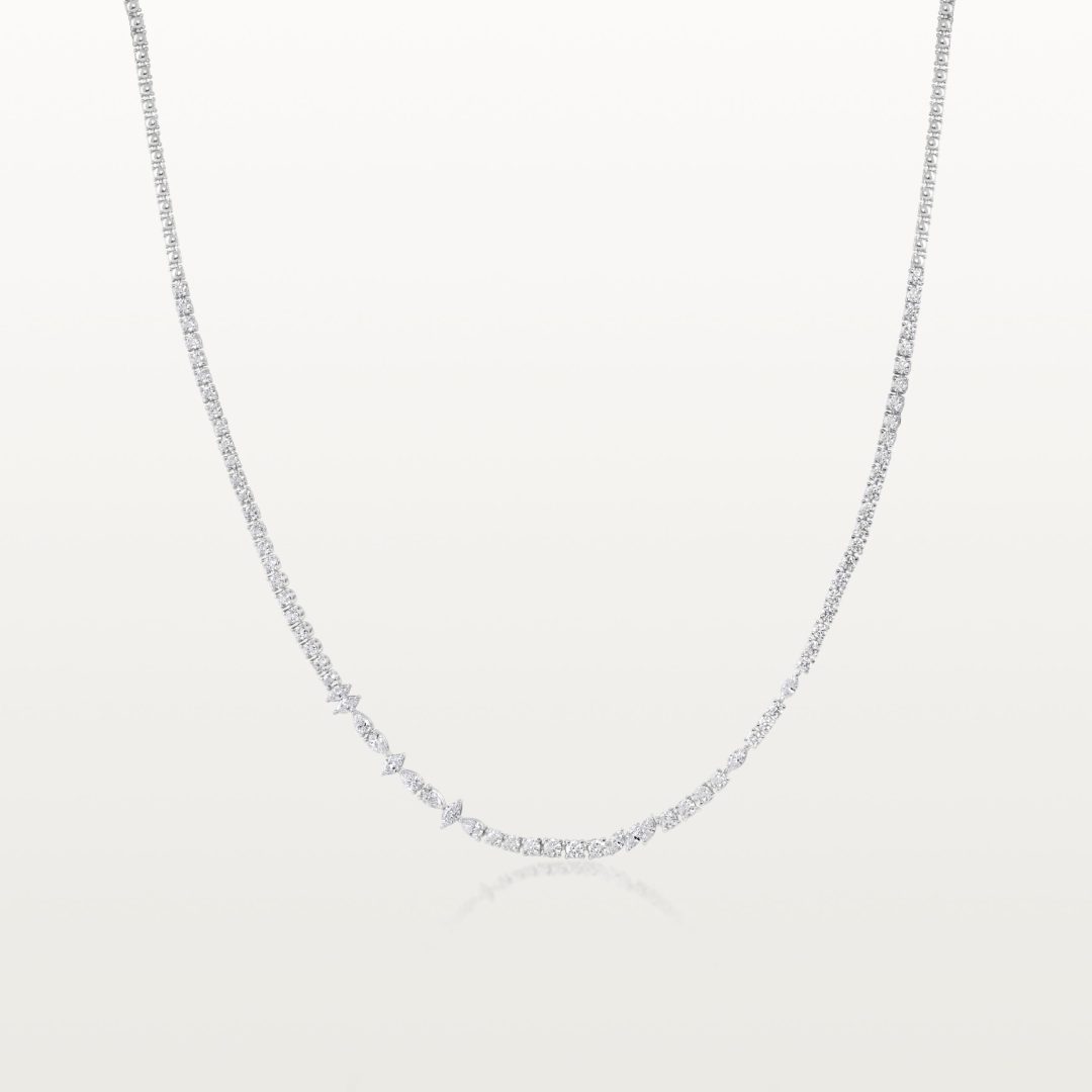 COLLIER RIVIÈRE LES KLASSIQUES, DÉSTRUCTURÉ EN DIAMANTS MULTIFORMES