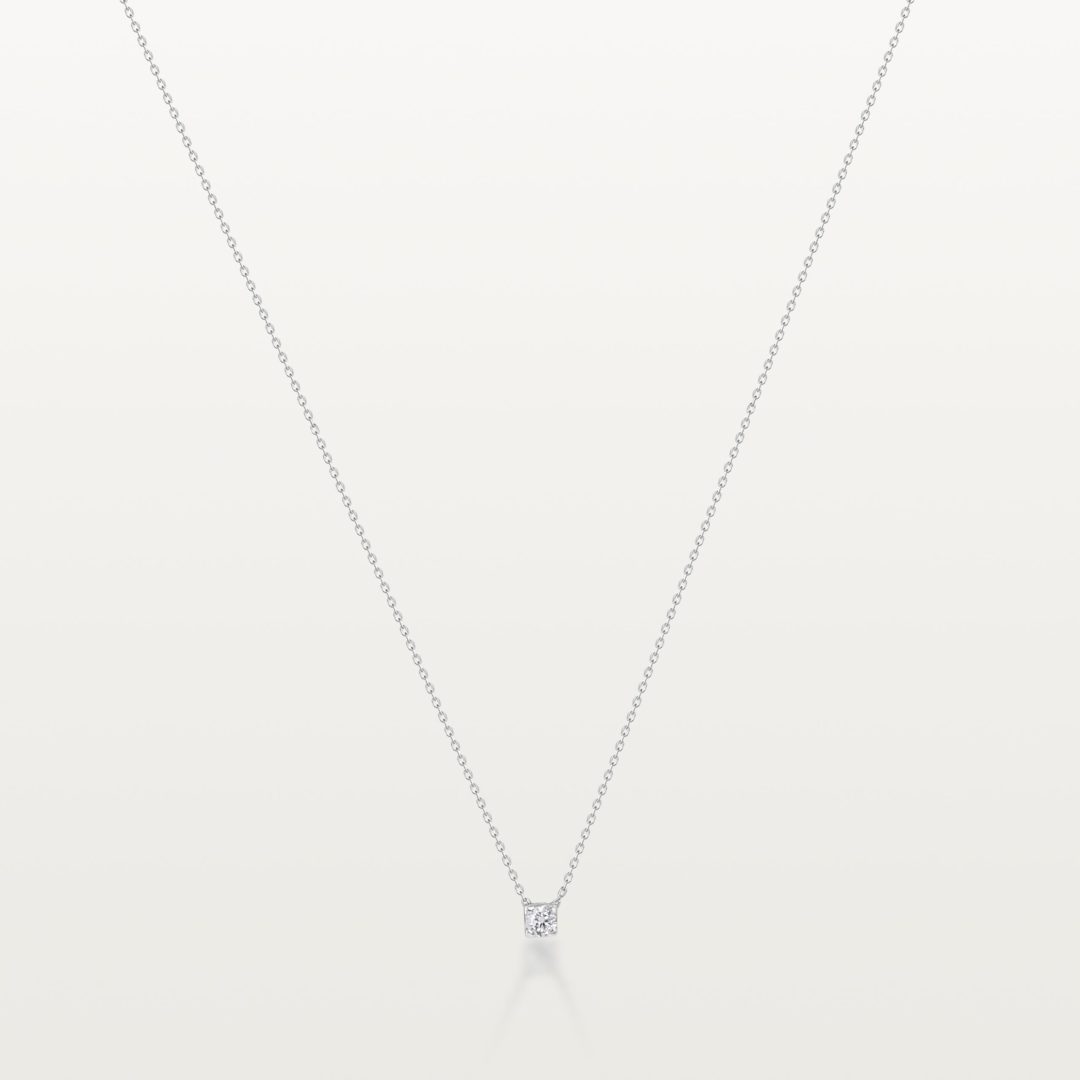 PIERRE AU COU LES KLASSIQUES, DIAMANT ROND SERTI 4 GRIFFES