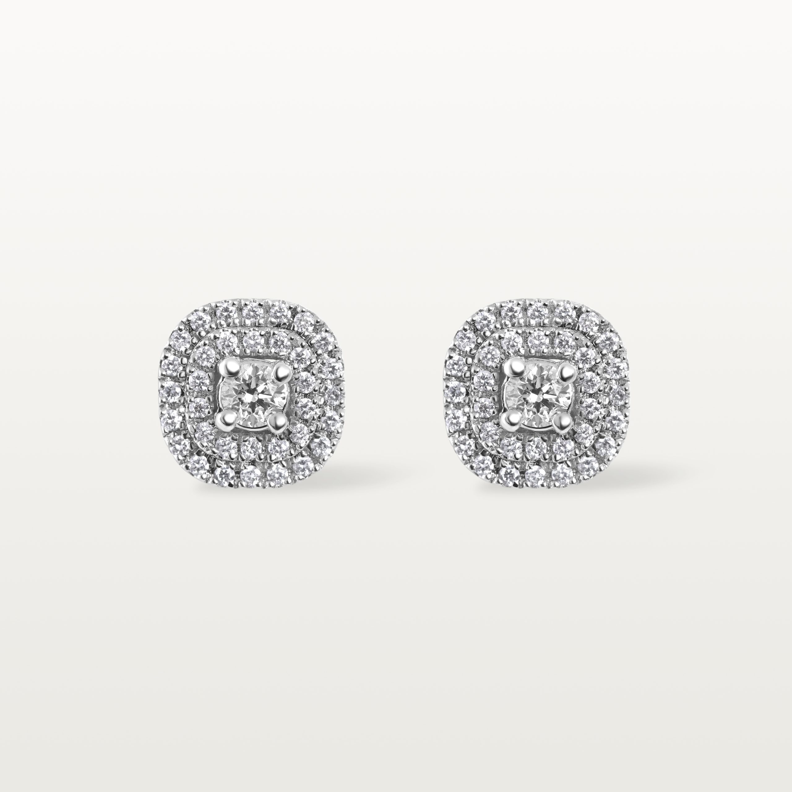 PUCES D’OREILLES LES KLASSIQUES, MOTIF DOUBLE HALO, DIAMANTS
