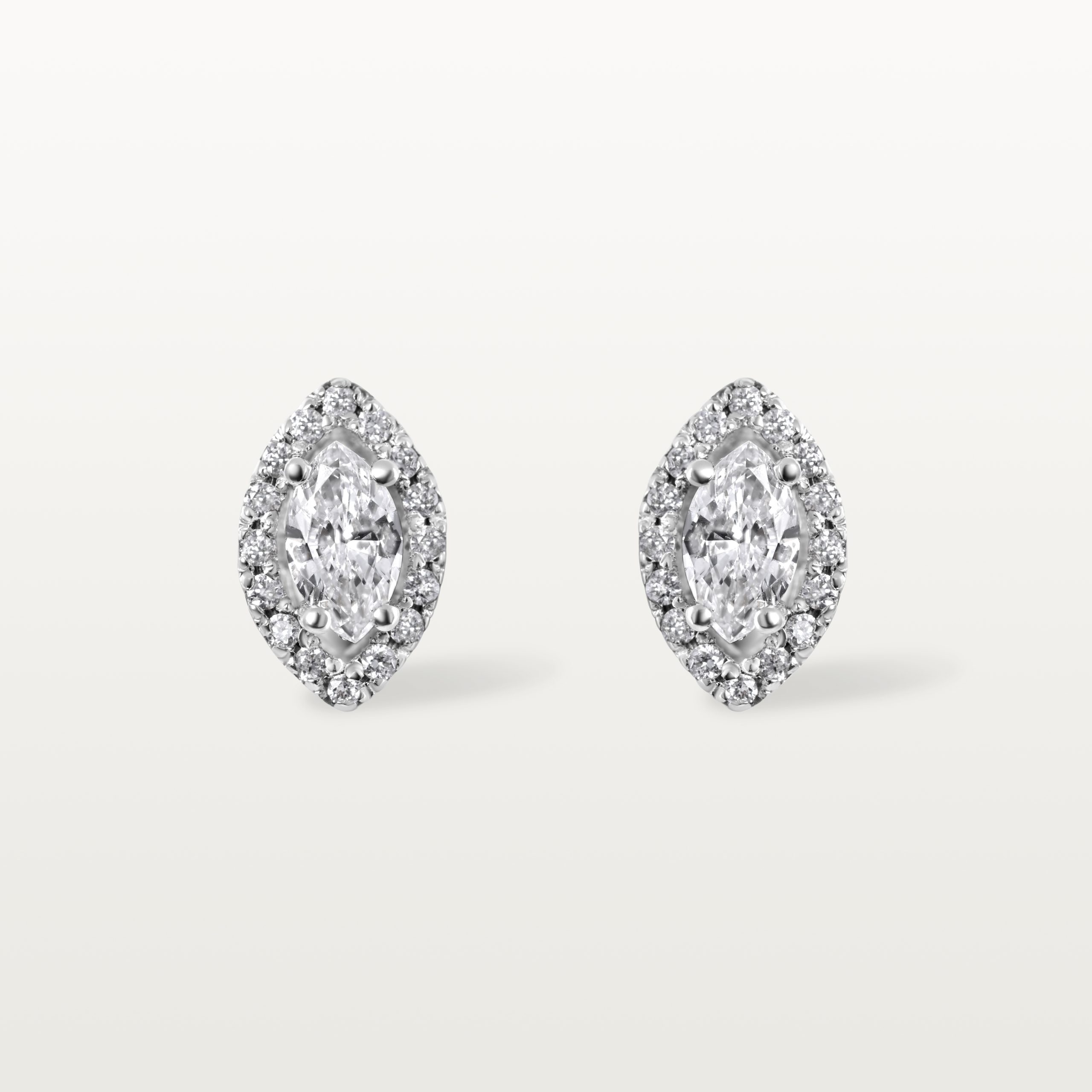 PUCES D’OREILLES LES KLASSIQUES, MOTIF HALO MARQUISE, DIAMANTS